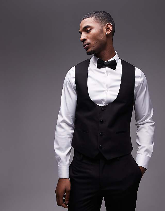 Asos Topman Slim Tux Suit In Black