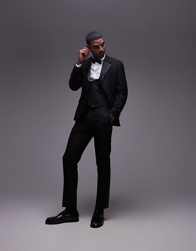 Asos Topman Slim Tux Suit In Black