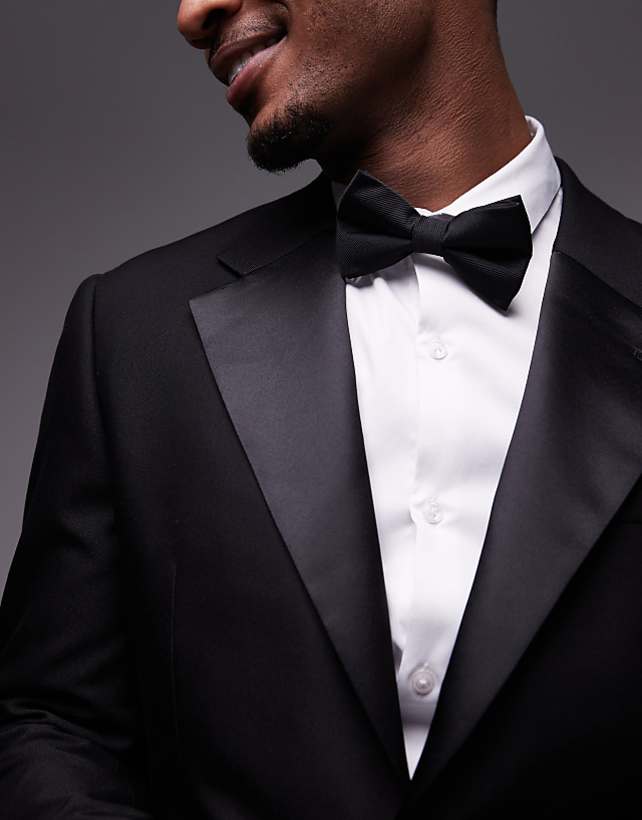 asos Topman slim tux suit in black