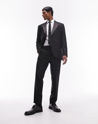 Asos Topman Slim Tuxedo Suit In Black