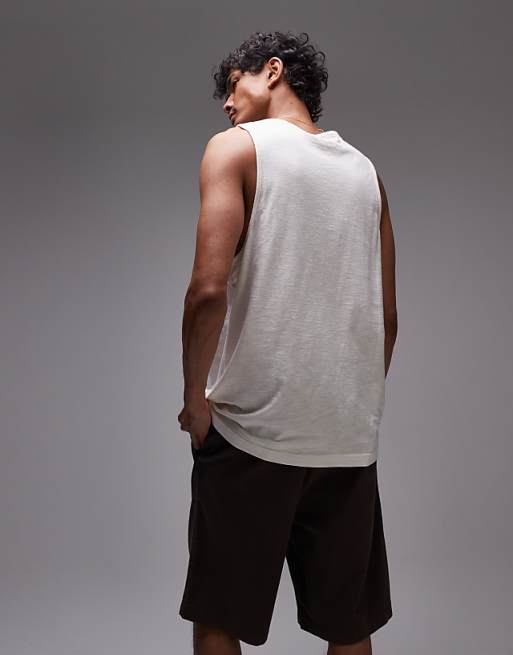 Asos Topman Slub Linen Blend Vest In Ecru