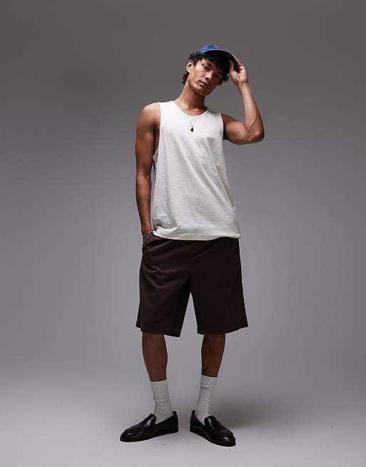 asos Topman slub linen blend vest in ecru