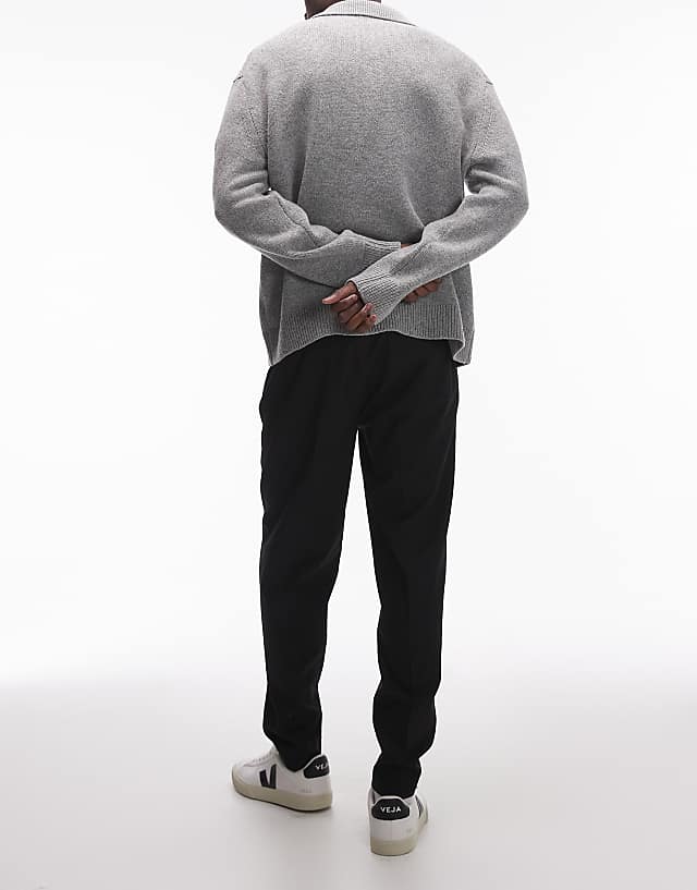Asos Topman Smart Tapered Trousers In Black