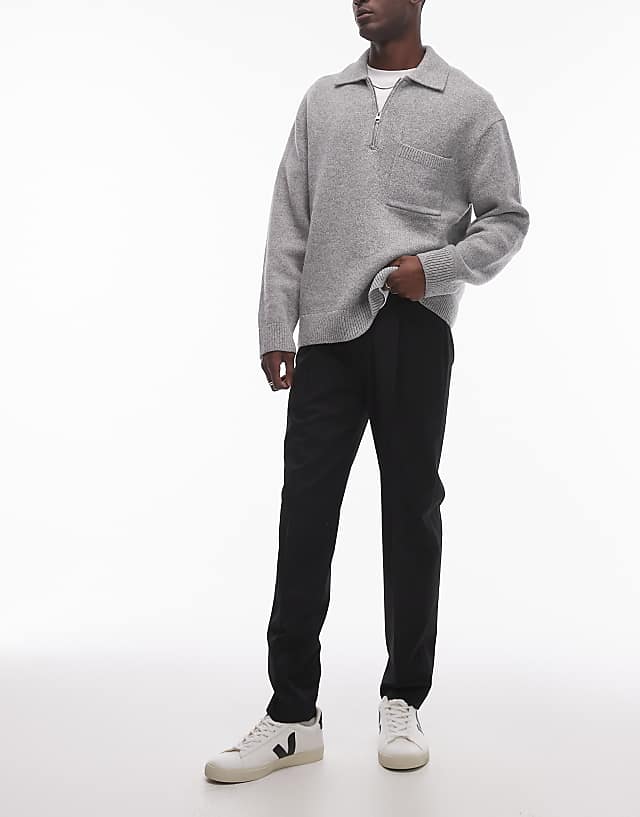 Asos Topman Smart Tapered Trousers In Black