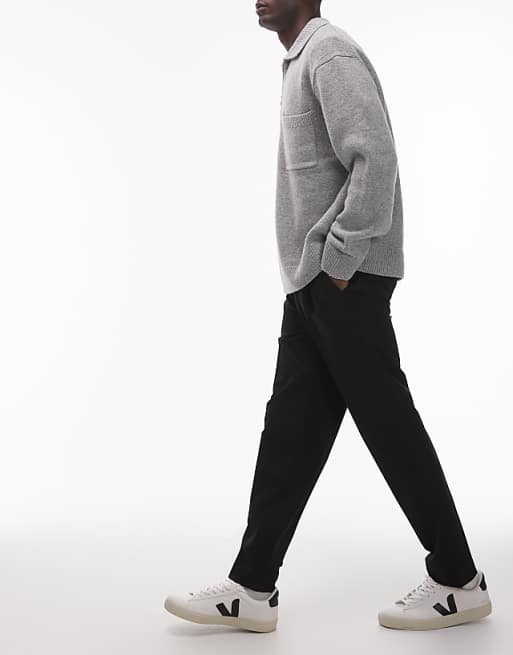 asos Topman smart tapered trousers in black