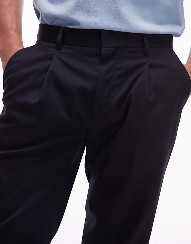Asos Topman Smart Tapered Trousers In Navy