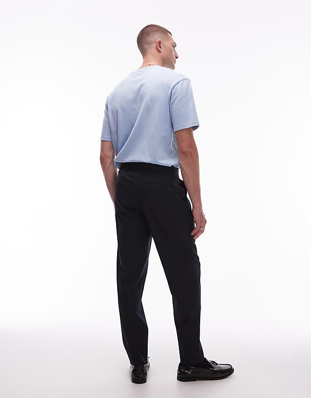 Asos Topman Smart Tapered Trousers In Navy