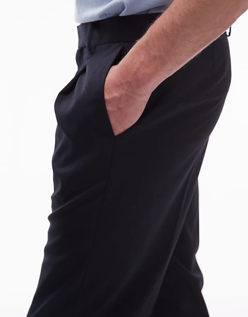 Asos Topman Smart Tapered Trousers In Navy