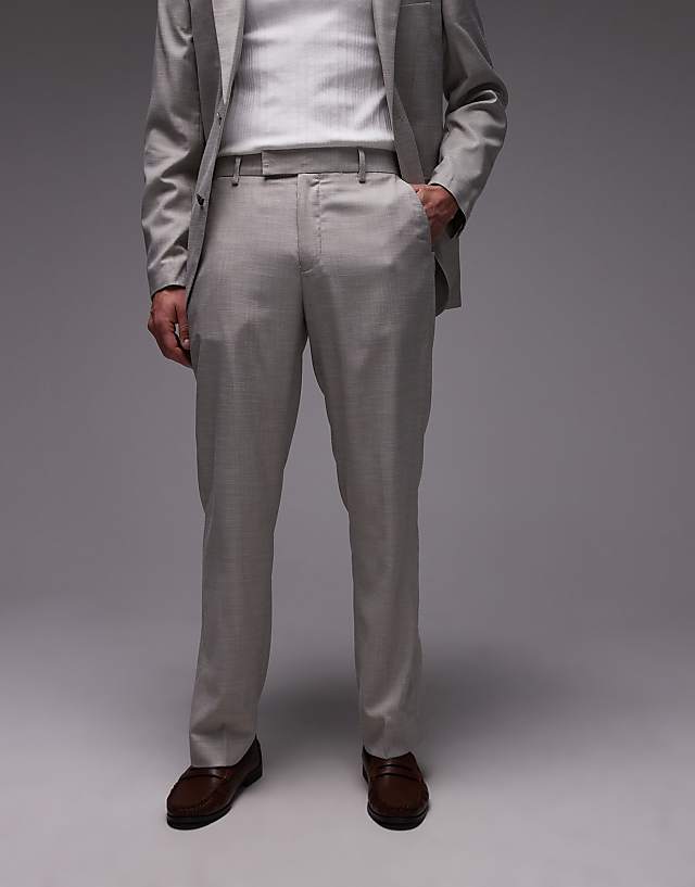 Asos Topman Straight Suit Trousers In Stone