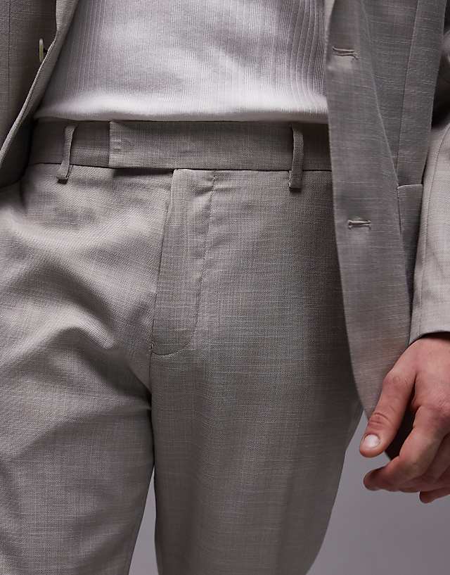 Asos Topman Straight Suit Trousers In Stone