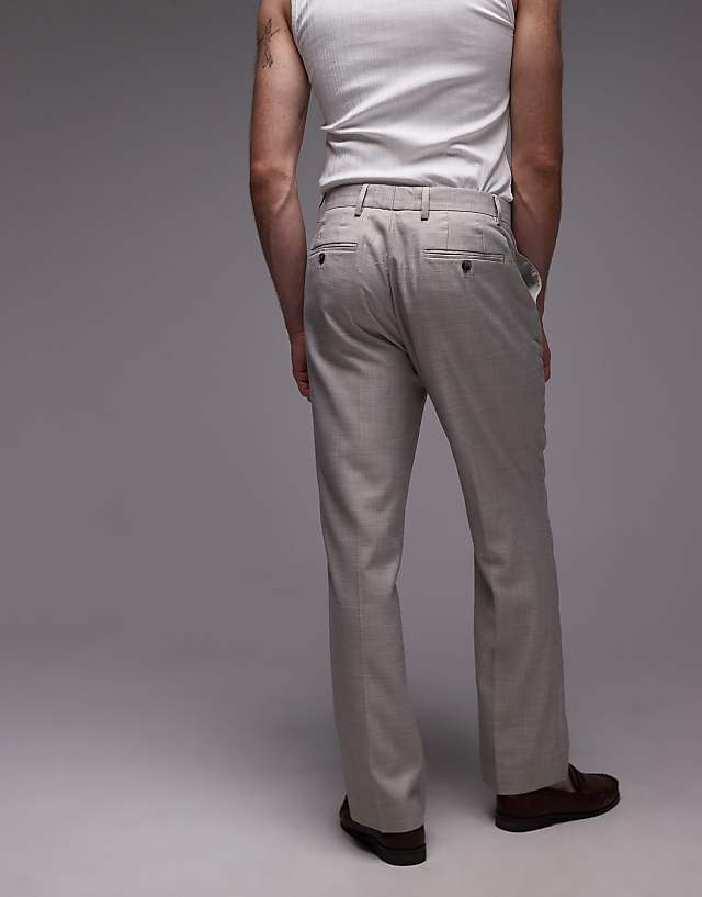 Asos Topman Straight Suit Trousers In Stone