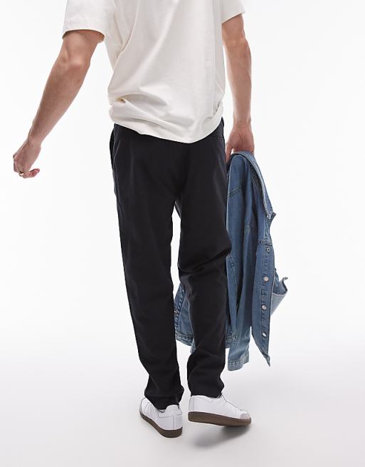 Asos Topman Taper Linen Blend Trousers In Black