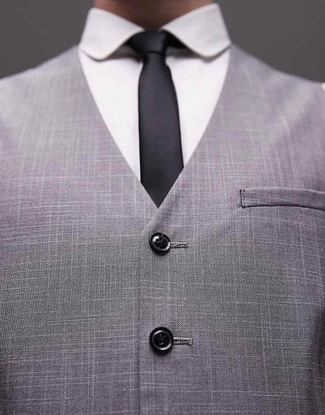 Asos Topman Textured Suit Waistcoat In Grey