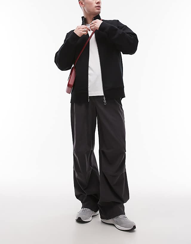 Asos Topman Twill Washed Trousers In Grey