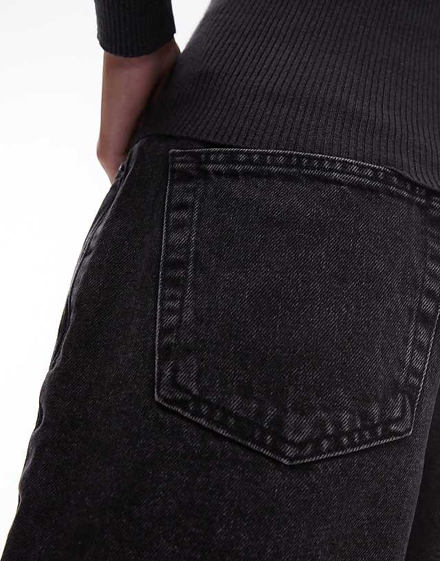 Asos Topshop Editor Denim Shorts In Washed Black