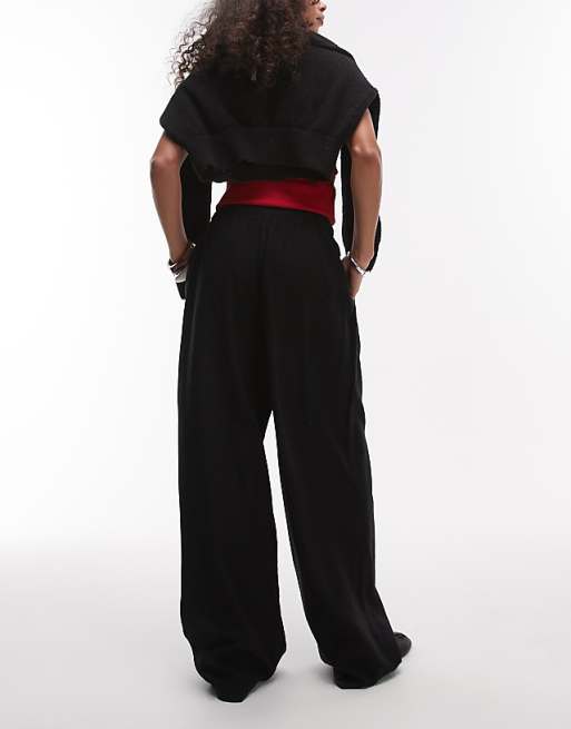Asos Topshop Linen Balloon Trouser In Black