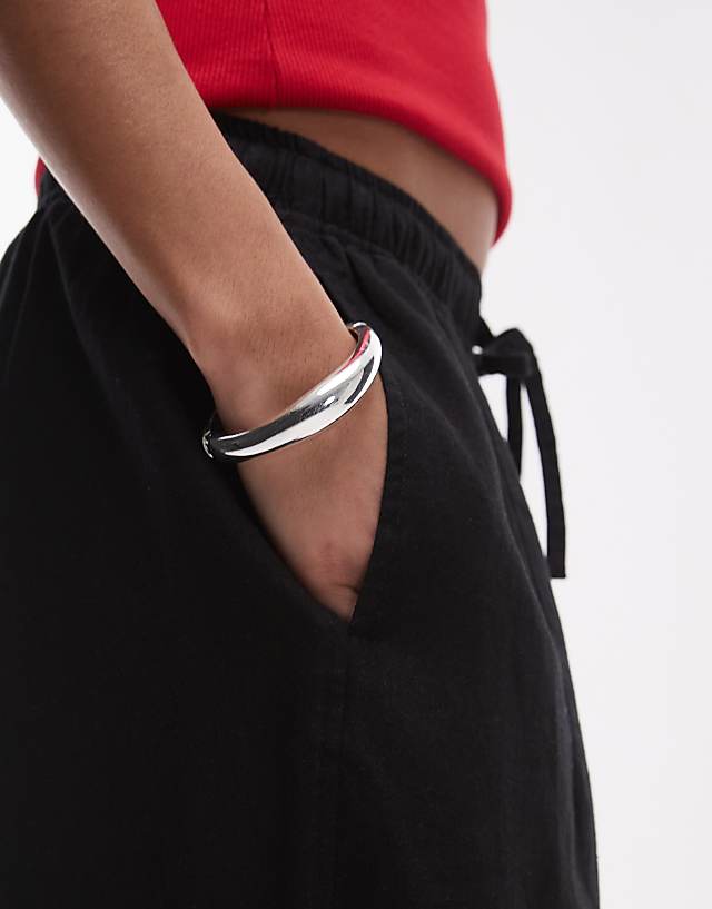 Asos Topshop Linen Balloon Trouser In Black