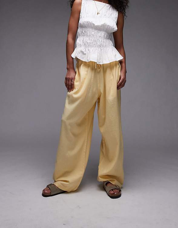 asos Topshop linen balloon trouser in buttermilk
