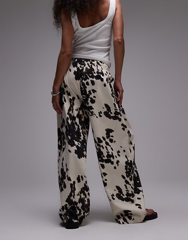 Asos Topshop Linen Balloon Trouser In Cow Print