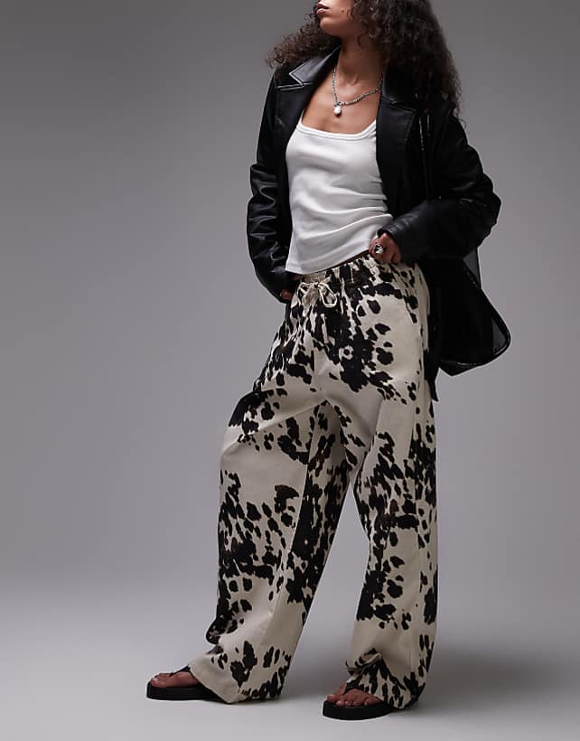 asos Topshop linen balloon trouser in cow print