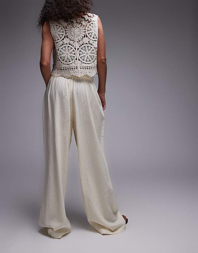 Asos Topshop Linen Balloon Trouser In Cream
