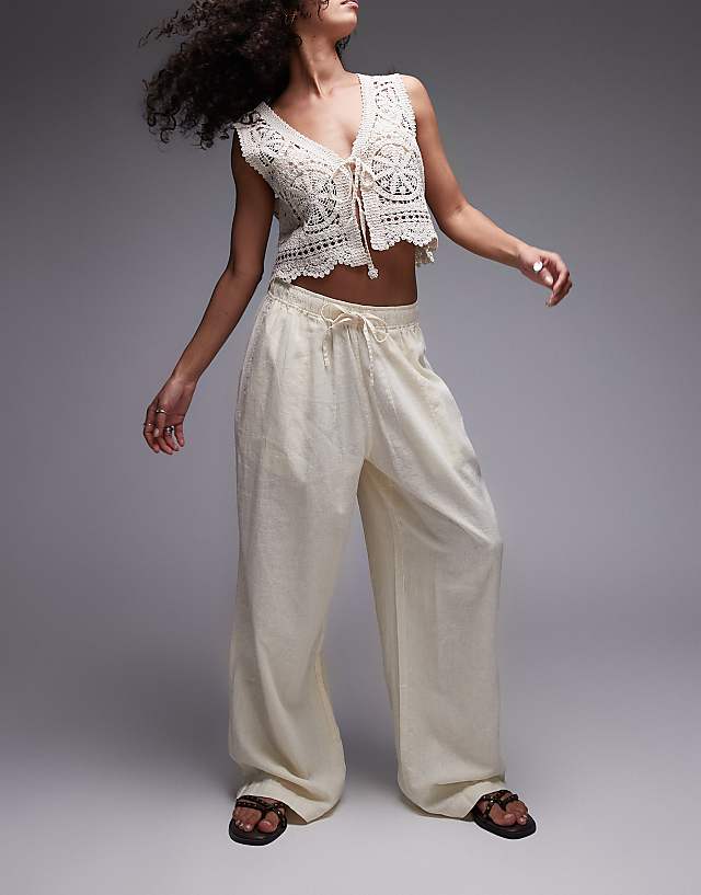 asos Topshop linen balloon trouser in cream