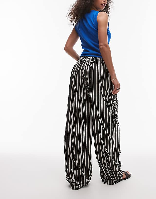 Asos Topshop Linen Balloon Trouser In Multi Stripe