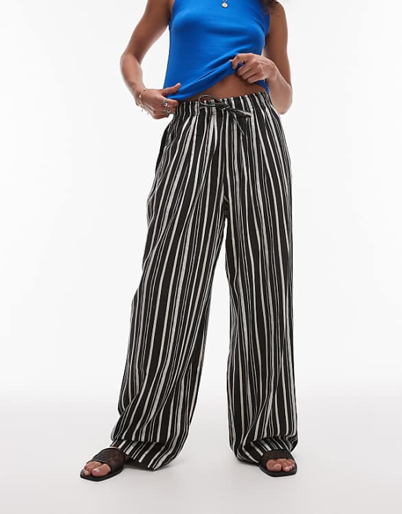 asos Topshop linen balloon trouser in multi stripe