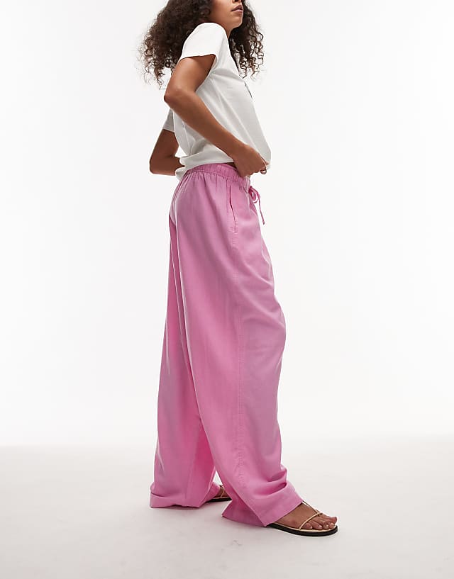 asos Topshop linen balloon trouser in pink