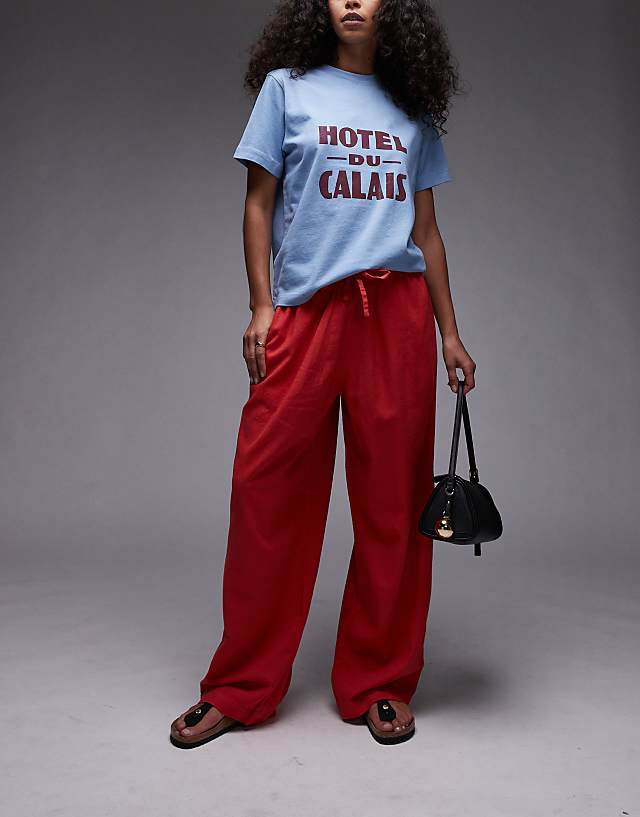 asos Topshop linen balloon trouser in red