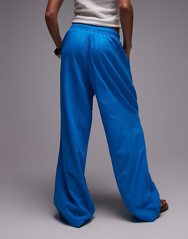 Asos Topshop Linen Balloon Trouser In Turquoise