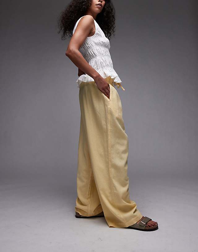 Asos Topshop Linen Balloon Trouser In Yellow