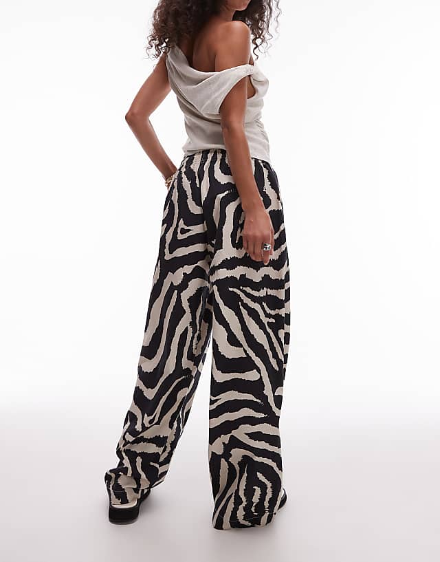 Asos Topshop Linen Balloon Trouser In Zebra Print