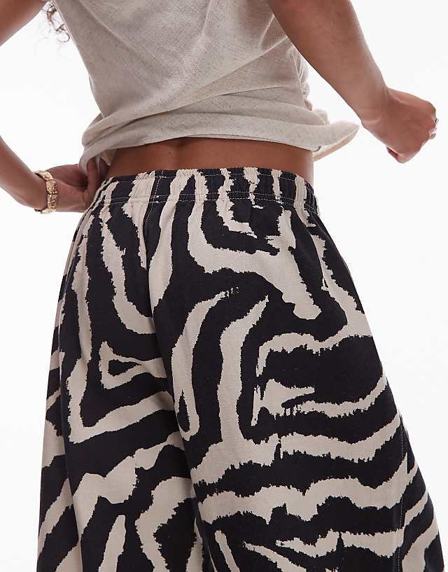 Asos Topshop Linen Balloon Trouser In Zebra Print