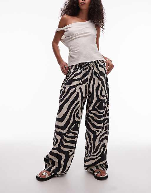 asos Topshop linen balloon trouser in zebra print asos Topshop linen balloon trouser in zebra print