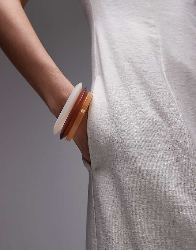 Asos Topshop Linen Bandeau Midi In Natural