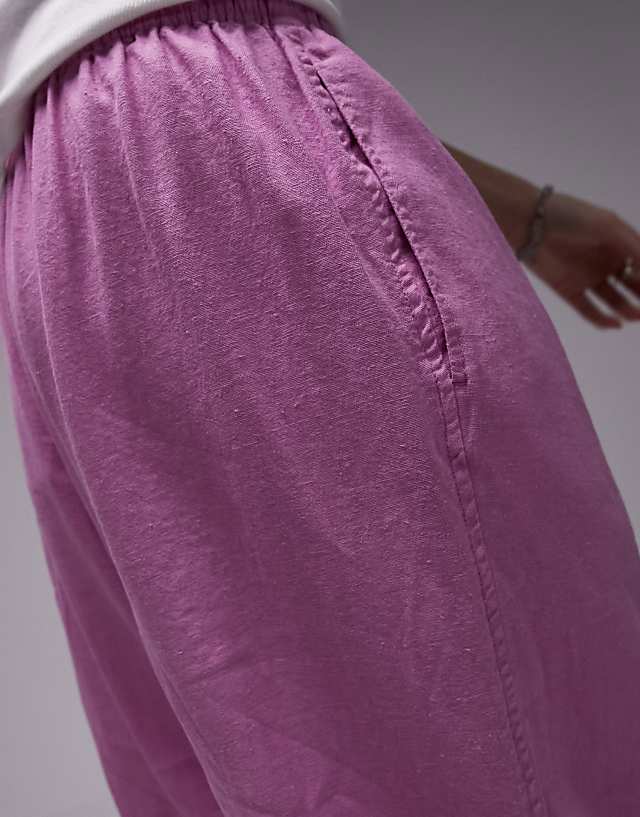Asos Topshop Linen Blend Balloon Trouser In Pink
