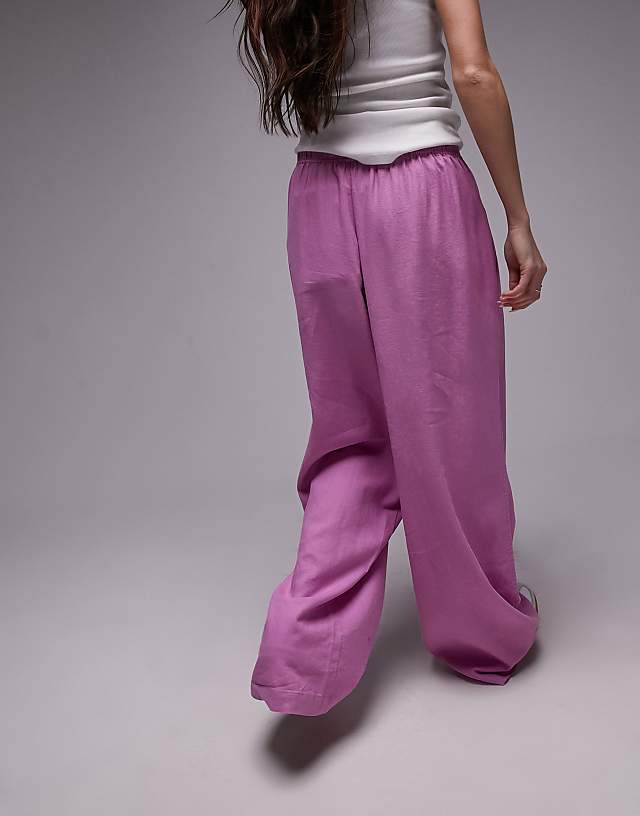 Asos Topshop Linen Blend Balloon Trouser In Pink
