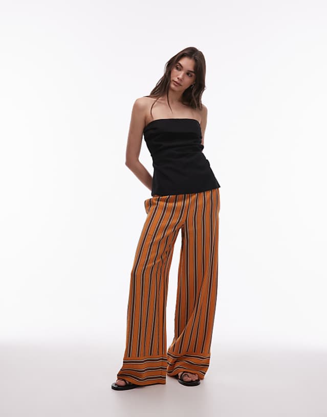 Asos Topshop Linen Fold Over Bandeau In Black