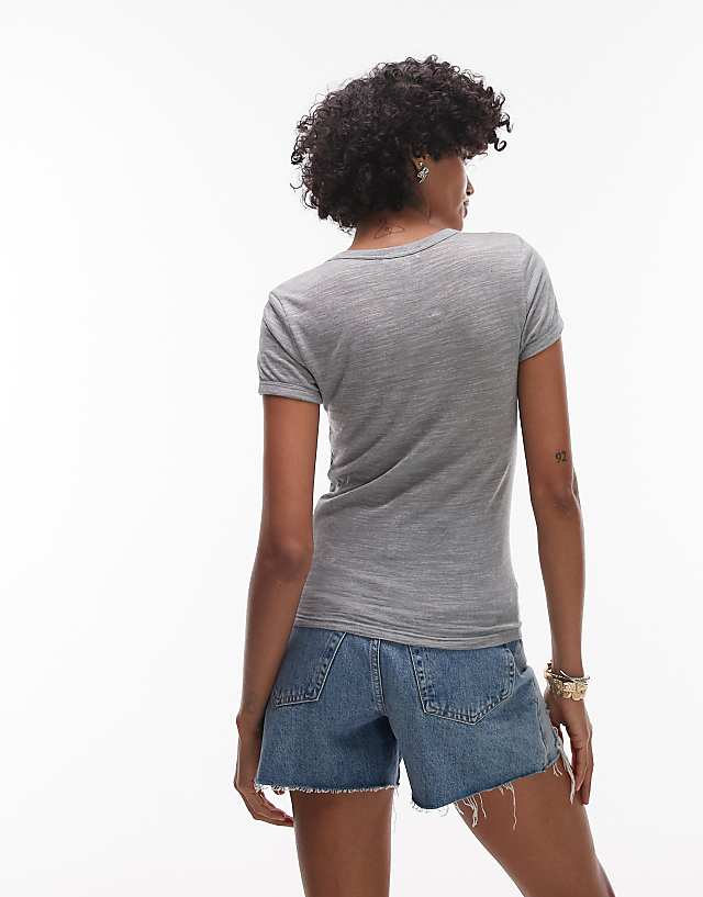 Asos Topshop Linen Tee In Grey
