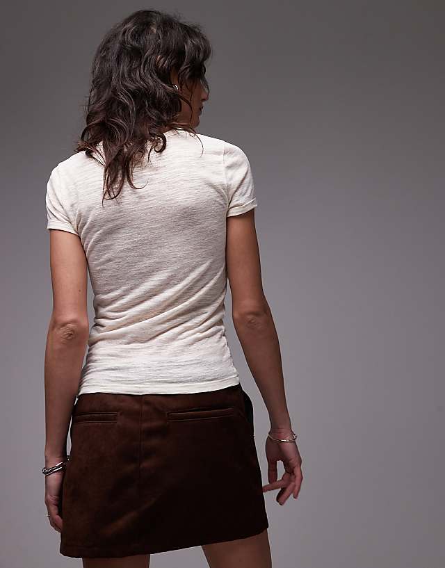 Asos Topshop Linen Tee In Ivory