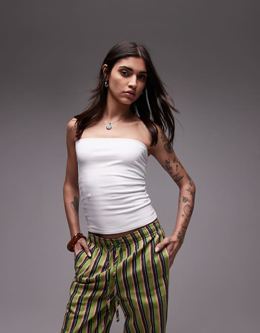 asos Topshop longline bandeau in white