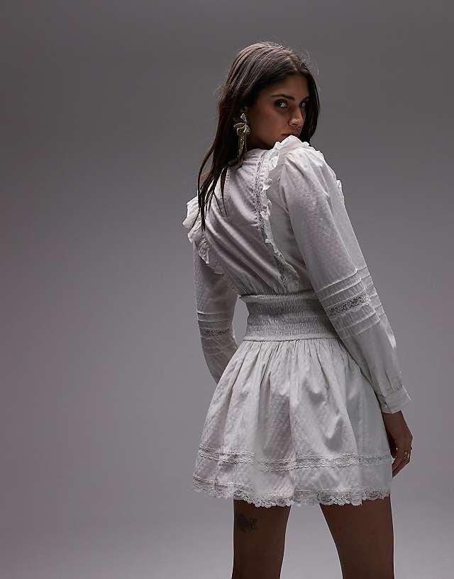 Asos Topshop Prarie Mini Tea Dress In White