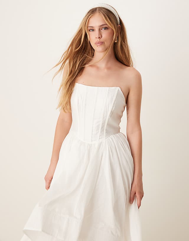 Asos True Decadence No Strap Midi Dress In White