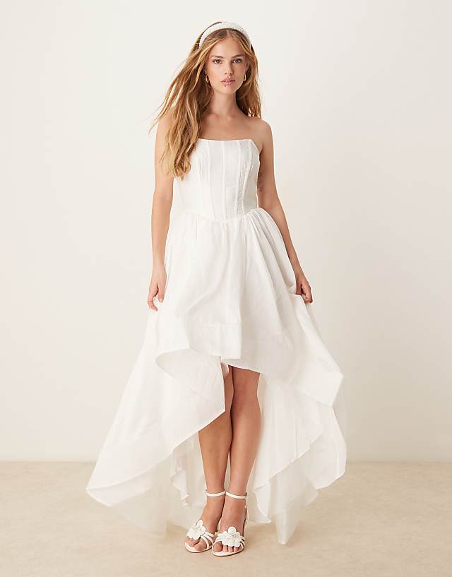 asos True Decadence No strap midi dress in white
