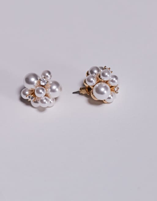 Asos True Decadence Round Pearl Stud Earrings