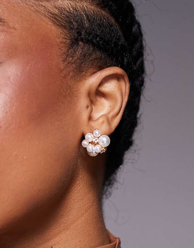 asos True Decadence round pearl stud earrings