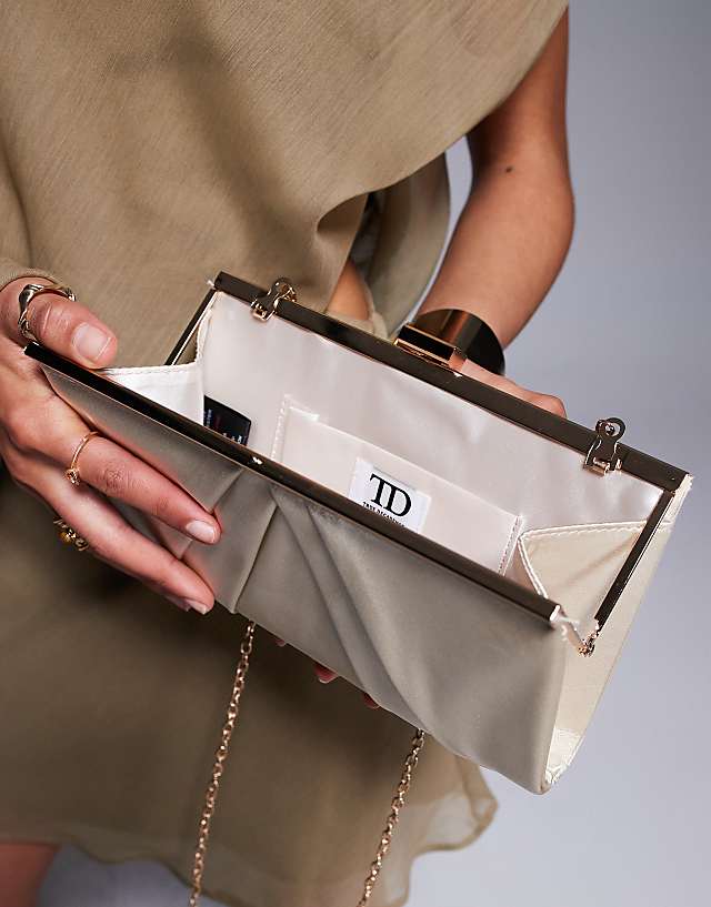 Asos True Decadence Satin Clutch Bag In Cream