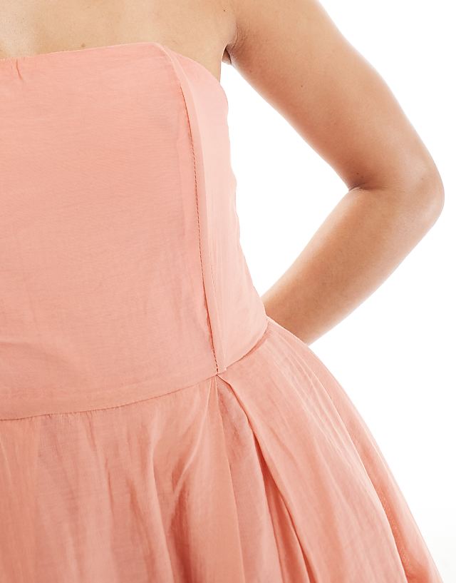 Asos True Decadence Strapless Midi Dress In Peach