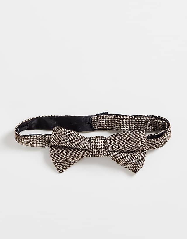 asos Twisted Tailor bow tie in brown houndstooth